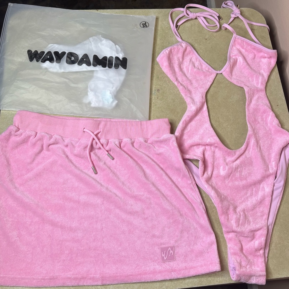 NEVER WORN WAYDAMIN Pink Skirt and Swimsuit Set